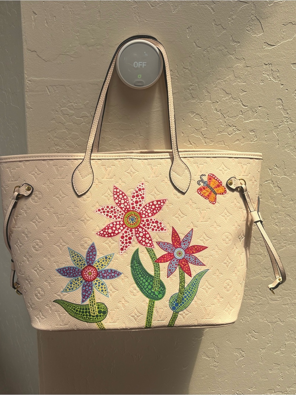 Monogram Empriente Neverfull Embossed Tote with Colorful Flower Accents